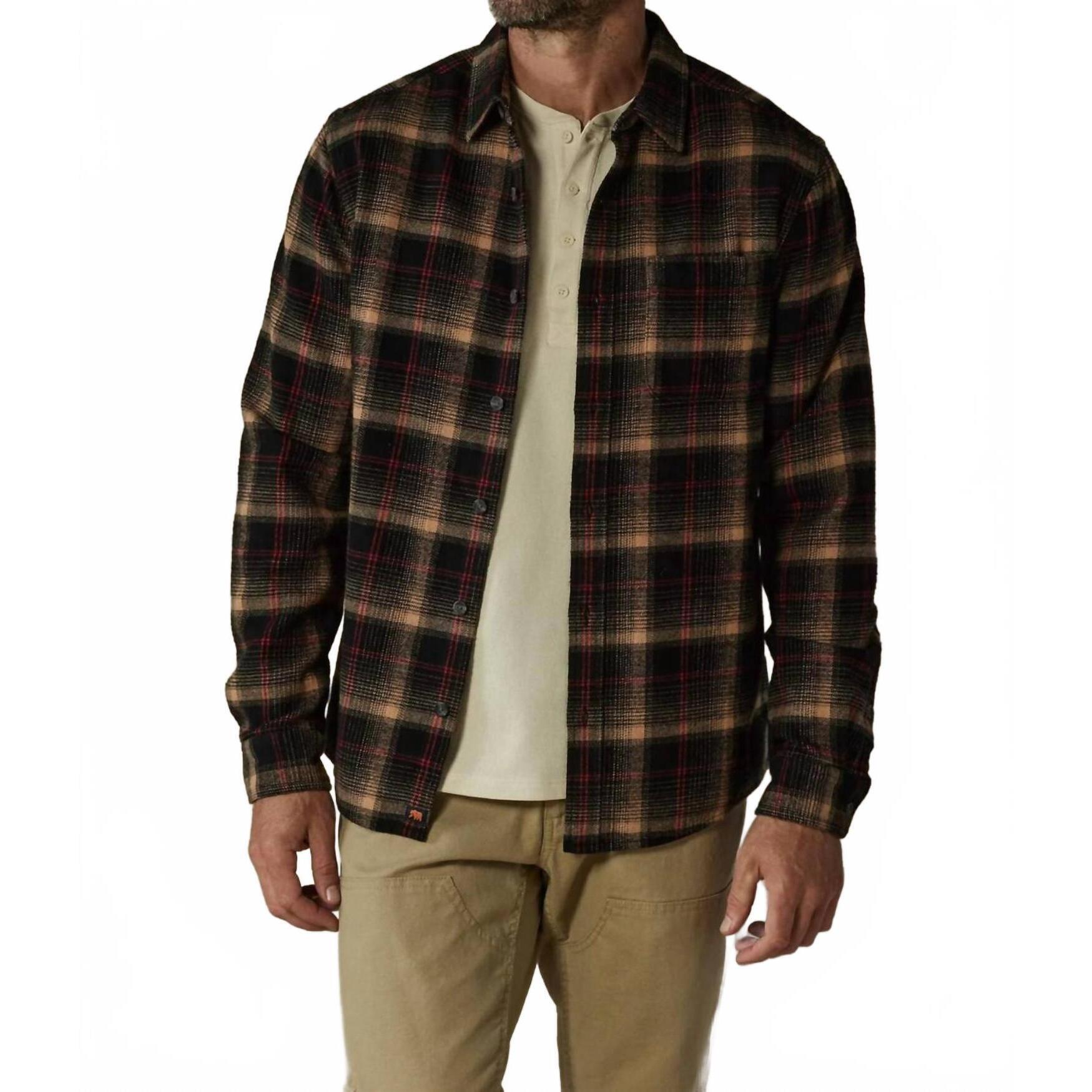 New The Normal Brand Louis Heavyweight Flannel Shirt In Black Plaid